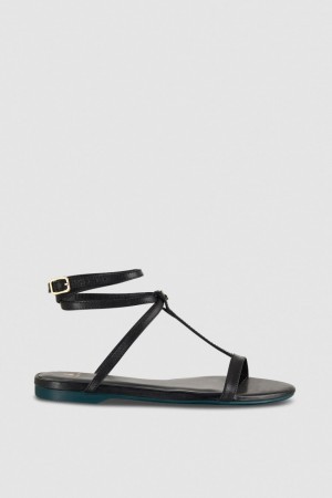 Patrizia Pepe Flat Sandals With Ankle Strap Schwarz | 809413-UFL