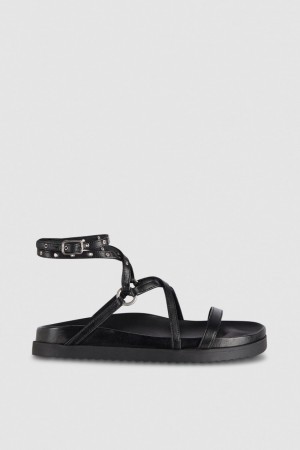 Patrizia Pepe Flat Sandals With Laces Schwarz | 934671-ONU