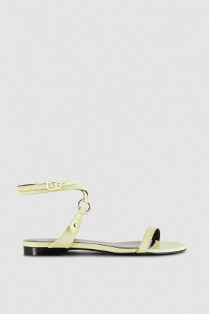 Patrizia Pepe Flat Smooth Leather Sandals Gelb | 372498-PYE