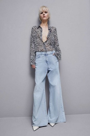 Patrizia Pepe Flowing Patterned Shirt Weiß | 891726-KFX