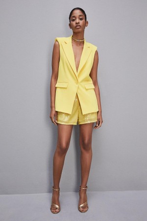 Patrizia Pepe Fluid Twill Sleeveless Vest Gelb | 789520-OXM