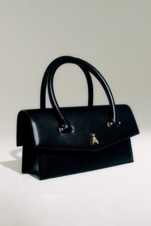 Patrizia Pepe Fly Bamby Leather Bag Large Schwarz | 586792-WVP