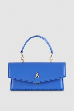 Patrizia Pepe Fly Bamby Leather Shoulder Bag Blau | 865914-ZVT