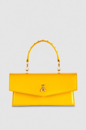 Patrizia Pepe Fly Bamby Leather Shoulder Bag Gelb | 813920-AKC