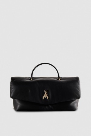 Patrizia Pepe Fly Bamby Leather Shoulder Bag Schwarz | 809271-VPB