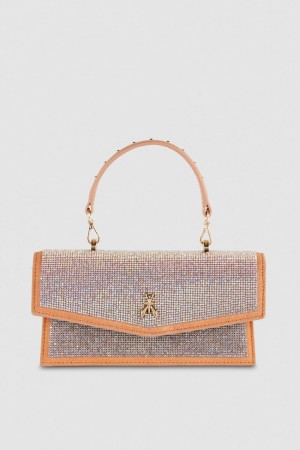Patrizia Pepe Fly Bamby Shoulder Bag With Rhinestones Rosa | 157498-ROZ
