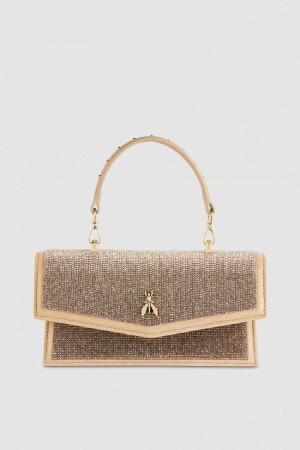 Patrizia Pepe Fly Bamby Shoulder Bag With Rhinestones Beige | 251976-JRQ