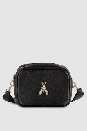 Patrizia Pepe Fly Camera Leather Shoulder Bag Schwarz | 245690-QKD
