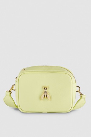 Patrizia Pepe Fly Camera Leather Shoulder Bag Gelb | 361507-JQI