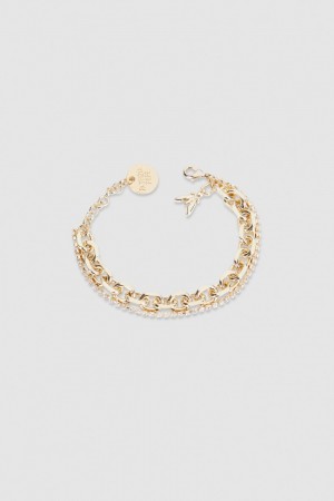 Patrizia Pepe Fly Diamond Brass Chain Bracelet Gold | 014273-JMW