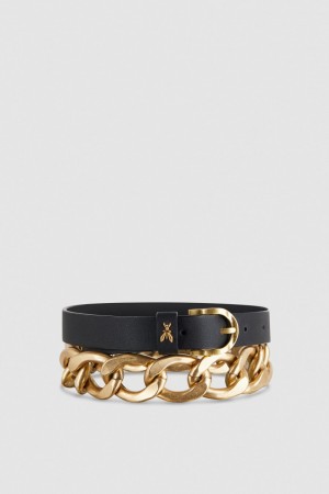 Patrizia Pepe Golden Maxi Chain Belt Schwarz | 918530-CSE