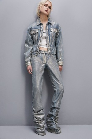Patrizia Pepe Gold-plated Denim Jacket Gold | 896320-CTJ