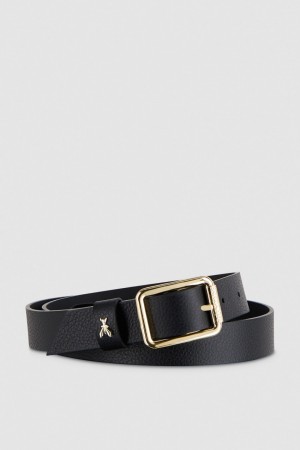 Patrizia Pepe Hammered Leather Low-waist Belt Schwarz | 861943-EPQ