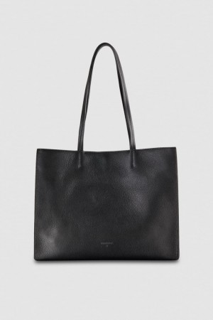 Patrizia Pepe Hammered Leather Shopping Bag Schwarz | 524160-YQN