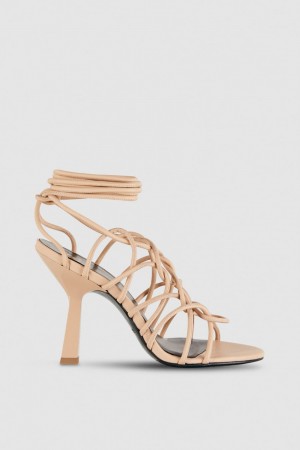 Patrizia Pepe Heeled Ankle Sandals Beige | 253876-ETA