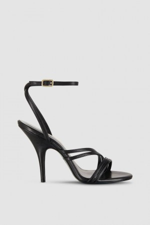 Patrizia Pepe Heeled Leather Sandals Schwarz | 354920-IBG