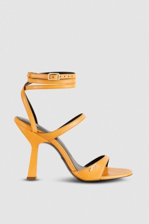 Patrizia Pepe Heeled Sandal With Green Leather Sole Orange | 401693-ADO