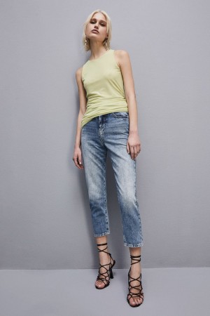 Patrizia Pepe High Waist Denim Pants Hellblau | 748310-SAP