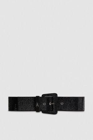 Patrizia Pepe High-waisted Belt With Rhinestones Schwarz | 459732-GNV
