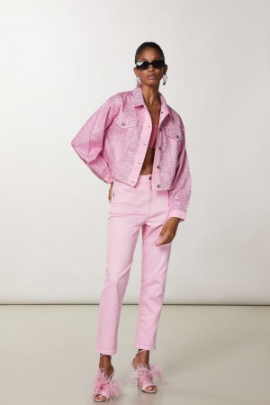 Patrizia Pepe High-waisted Cigarette Pants Rosa | 953741-HIP