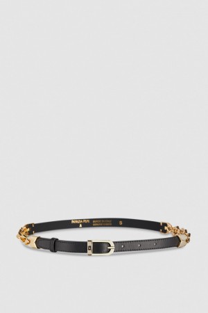 Patrizia Pepe High-waisted Smooth Leather Belt Schwarz | 085169-WKX