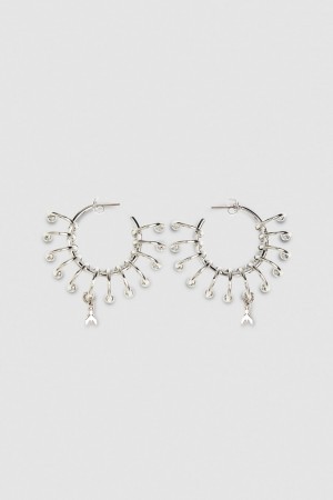 Patrizia Pepe Hoop Earrings With Rings Silber | 081634-FWE
