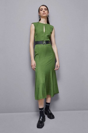 Patrizia Pepe Jacquard Viscose Midi Dress Grün | 691370-AEY