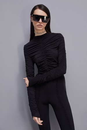 Patrizia Pepe Jersey Sweater With Zipper Schwarz | 875431-WIX