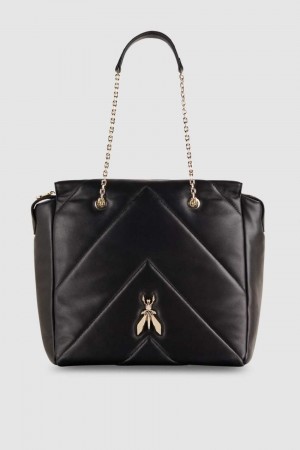 Patrizia Pepe Leather Bucket Bag With Zipper Schwarz | 795128-UBI