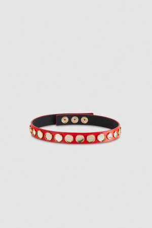 Patrizia Pepe Leather Choker With Micro Mirrors Rot | 128670-EXR