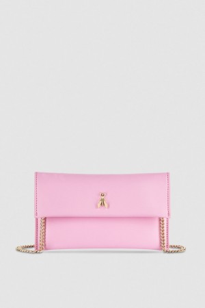 Patrizia Pepe Leather Clutch Bag With Chain Shoulder Strap Rosa | 418965-WGR