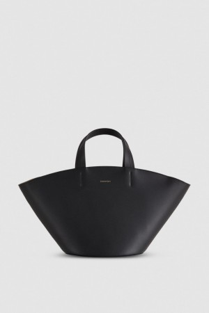 Patrizia Pepe Leather Shopper Schwarz | 205186-TXZ