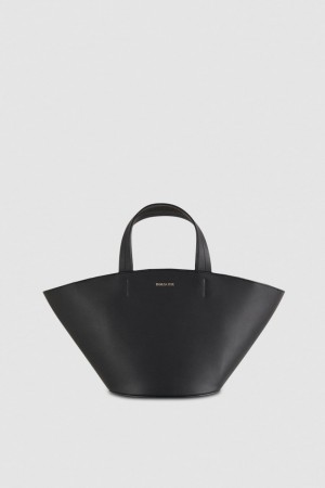 Patrizia Pepe Leather Shopping Bag With Handles Schwarz | 453267-NHI