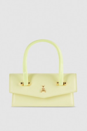 Patrizia Pepe Leather Shoulder Bag With Snap Closure Gelb | 482967-RXI