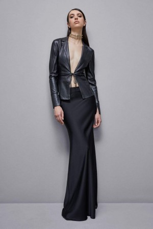 Patrizia Pepe Leather-effect Overshirt Jacket Schwarz | 562908-UQV