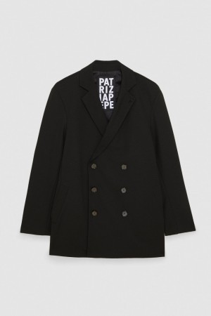 Patrizia Pepe Lined Double-breasted Coat Schwarz | 537461-QOJ