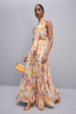 Patrizia Pepe Long Pleated Chiffon Skirt Mehrfarbig | 763801-XIW