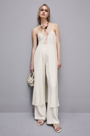 Patrizia Pepe Long Sleeveless Top In Pure Viscose Muslin Weiß | 483971-PFS