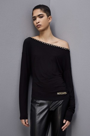 Patrizia Pepe Long-sleeved Jersey Sweater Schwarz | 419582-JOT