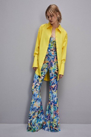 Patrizia Pepe Long-sleeved Oversized Cotton Shirt Gelb | 396405-CPN