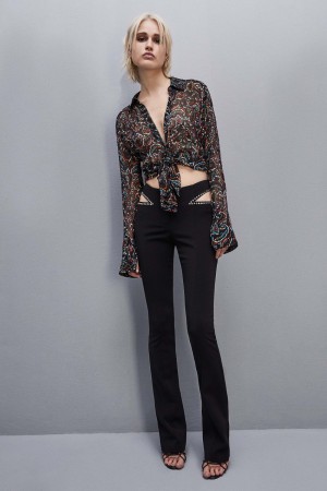 Patrizia Pepe Long-sleeved Printed Shirt Schwarz | 207816-FWV