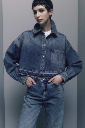 Patrizia Pepe Long-sleeved Shirt In Jeans Blue Hellblau | 094581-NYI