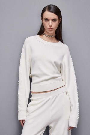 Patrizia Pepe Long-sleeved Viscose Blend Sweater Weiß | 048369-VAN