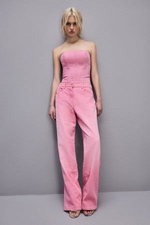 Patrizia Pepe Low Waist Straight Pants Rosa | 398754-LAO
