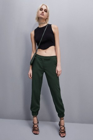Patrizia Pepe Low-waisted Crepe Jogger Pants Grün | 038592-PFE