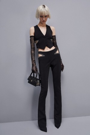 Patrizia Pepe Low-waisted Crepe Pants Schwarz | 176945-CJX