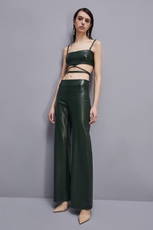 Patrizia Pepe Low-waisted Palazzo Fit Pants Grün | 154068-XFU