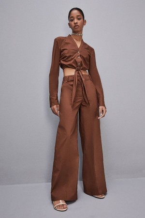 Patrizia Pepe Low-waisted Palazzo Fit Pants Braun | 678204-BWP