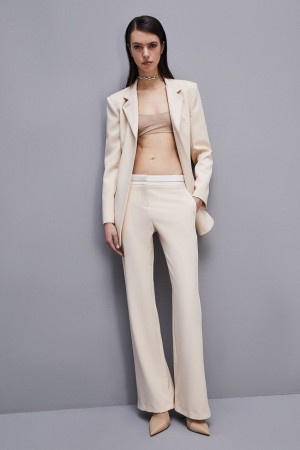 Patrizia Pepe Low-waisted Pants In Comfort Fabric Beige | 037829-ETL