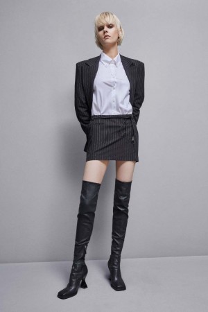Patrizia Pepe Low-waisted Pinstripe Miniskirt Schwarz | 289604-KVP